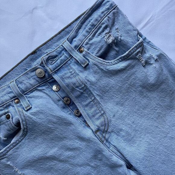 Levi's Premium 501 Button Fly High Rise Skinny Jeans Size 28 Tango Light - Picture 2 of 8